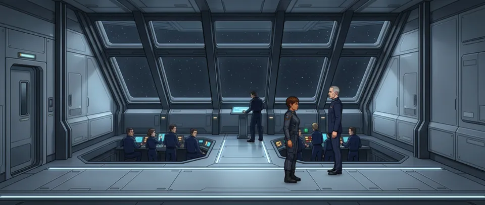 Commander Halden on the bridge